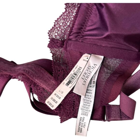 NWT Victoria Secret Front Close Bralette Bra Racerback Adjustable Strap Wine LG - Picture 4 of 6